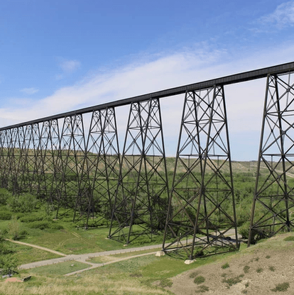 Highest and largest bridge in Canada. The Lethbridge Viaduct, commonly known as the High Level Bridge, was constructed between 1907-1909.